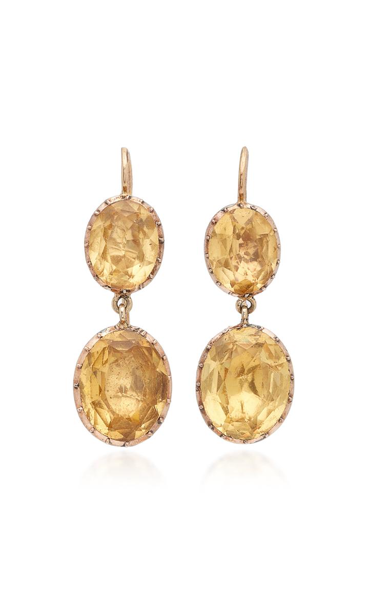 Vela 9k Gold Citrine-glass Earrings