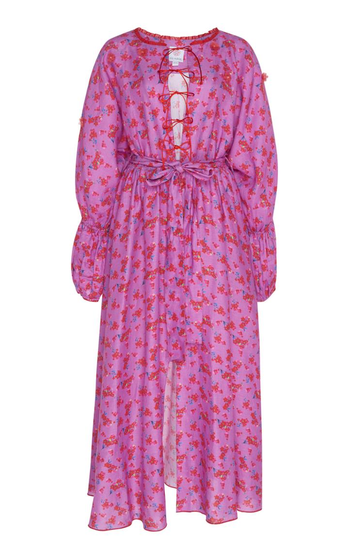 Gl Hrgel Tie Front Linen Midi Dress