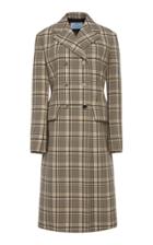 Prada Double-breasted Checked Wool Coat Size: 38
