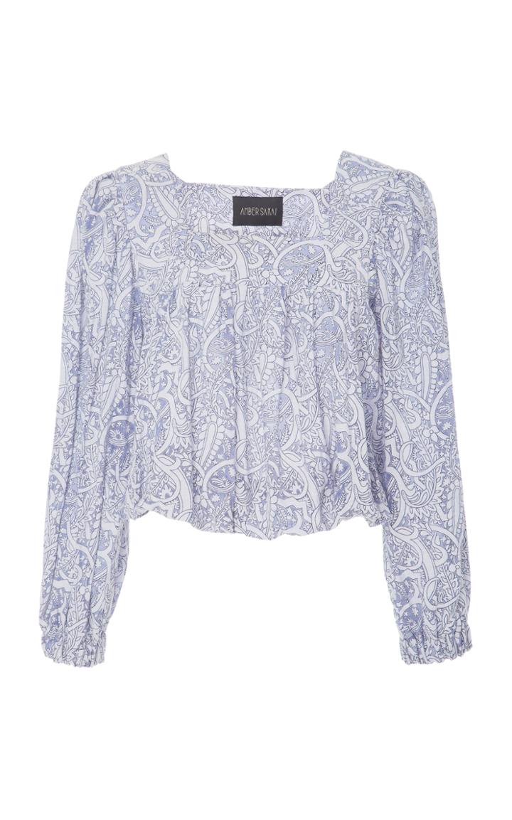 Amber Sakai Floral Square Neck Top