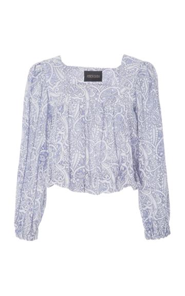 Amber Sakai Floral Square Neck Top