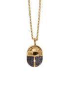 Pamela Love Scarab Pav Sapphire 18k Yellow Gold Pendant Necklace
