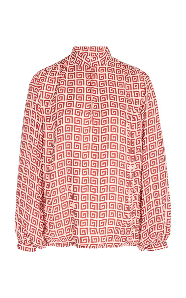 Rebecca De Ravenel Printed Silk Blouse