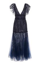 J. Mendel Sheer Metallic Tulle Dress