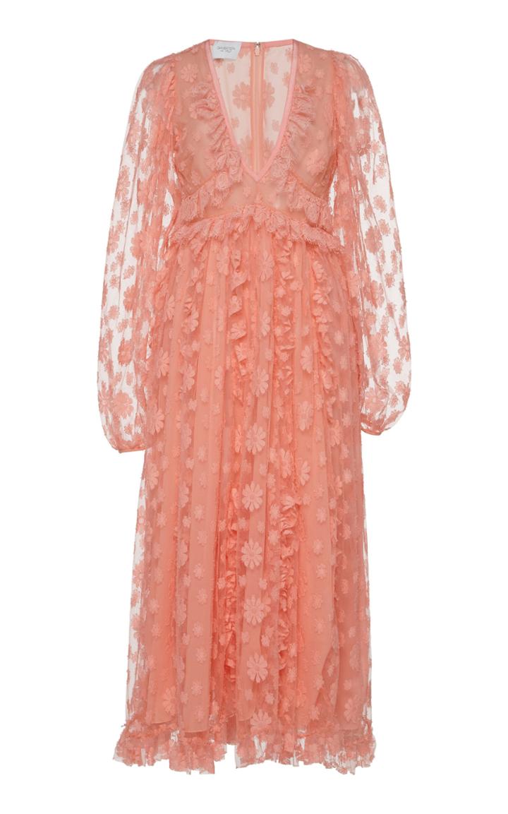 Giambattista Valli Floral Embroidered Lace V-neck Dress