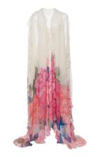 Valentino Floral Hem Silk Maxi Dress