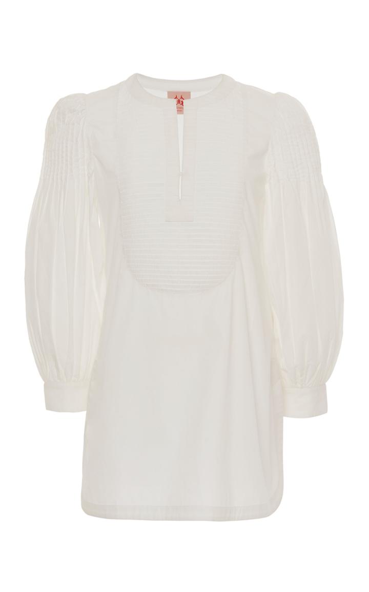 Moda Operandi Le Sirenuse Positano Atos Cotton Bib-front Blouse Size: 40