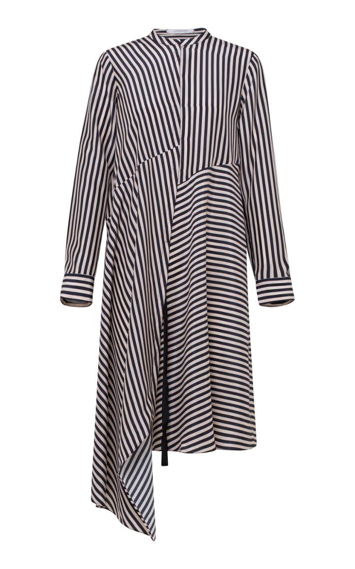 Moda Operandi Dorothee Schumacher Striped Sensation Asymmetrical Buttoned Dress Size
