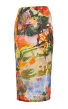 Mugler Printed Satin Pencil Skirt