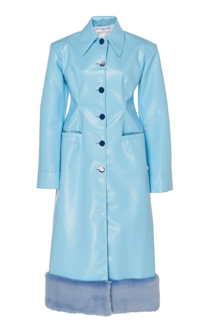 Rowen Rose Faux-fur-trimmed Ecopelle-blend Coat