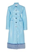 Rowen Rose Faux-fur-trimmed Ecopelle-blend Coat