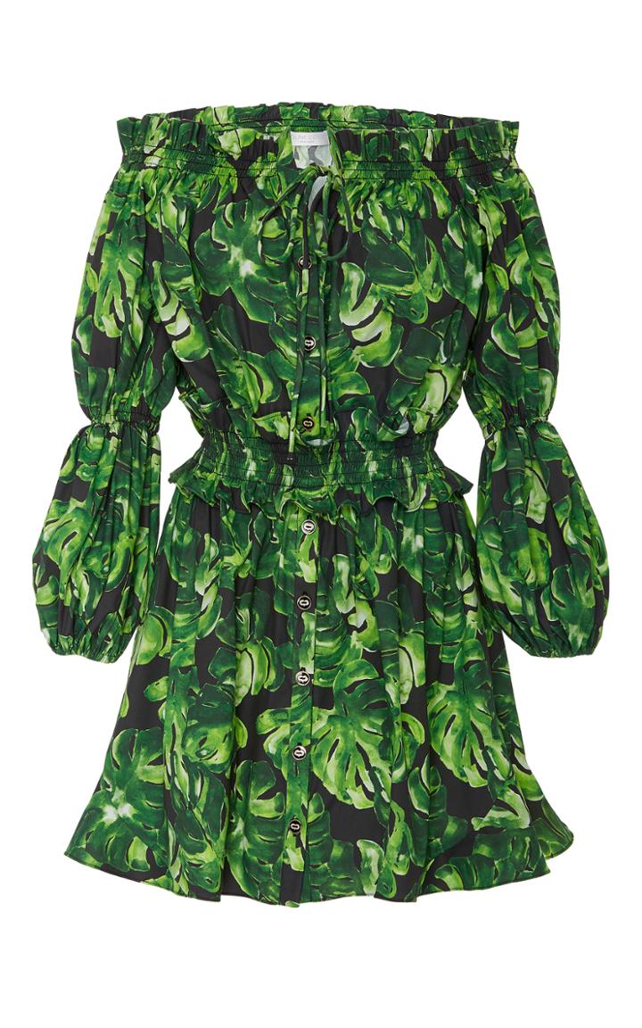 Caroline Constas Peasant Ruffled Off The Shoulder Dress
