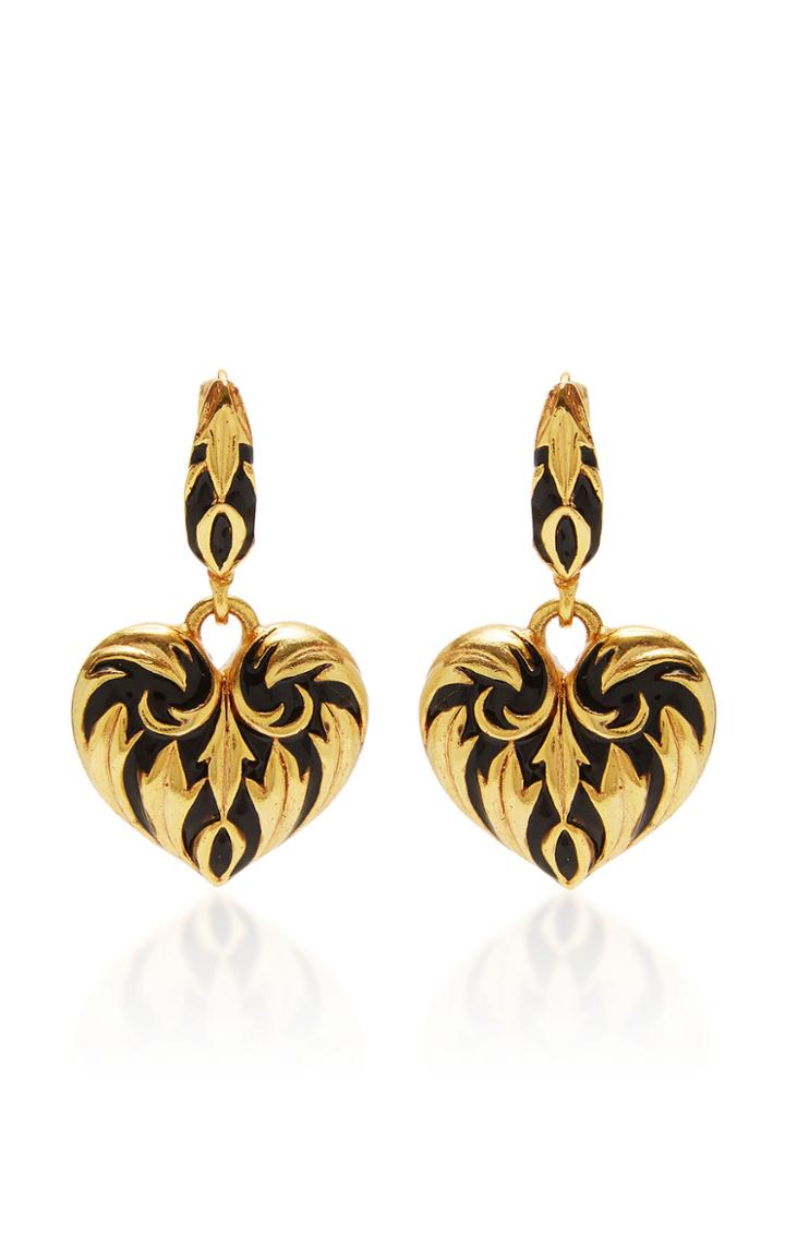 Oscar De La Renta Gold-tone And Enamel Earrings