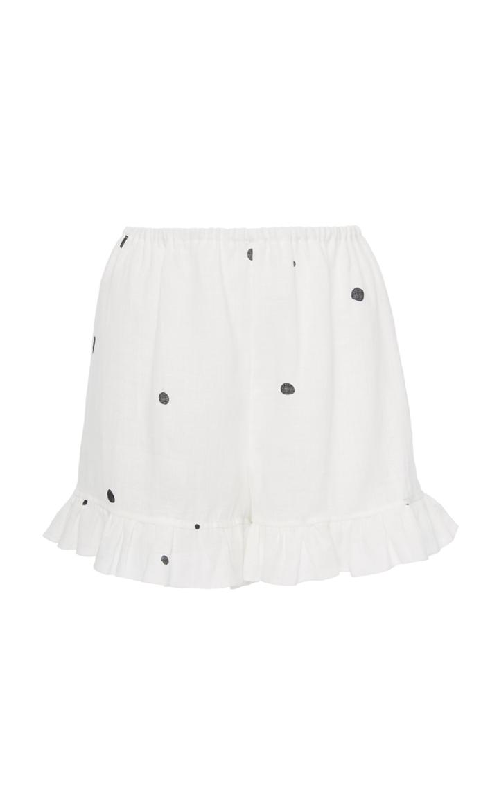 Sleeper Ruffled High-rise Linen Lounge Shorts