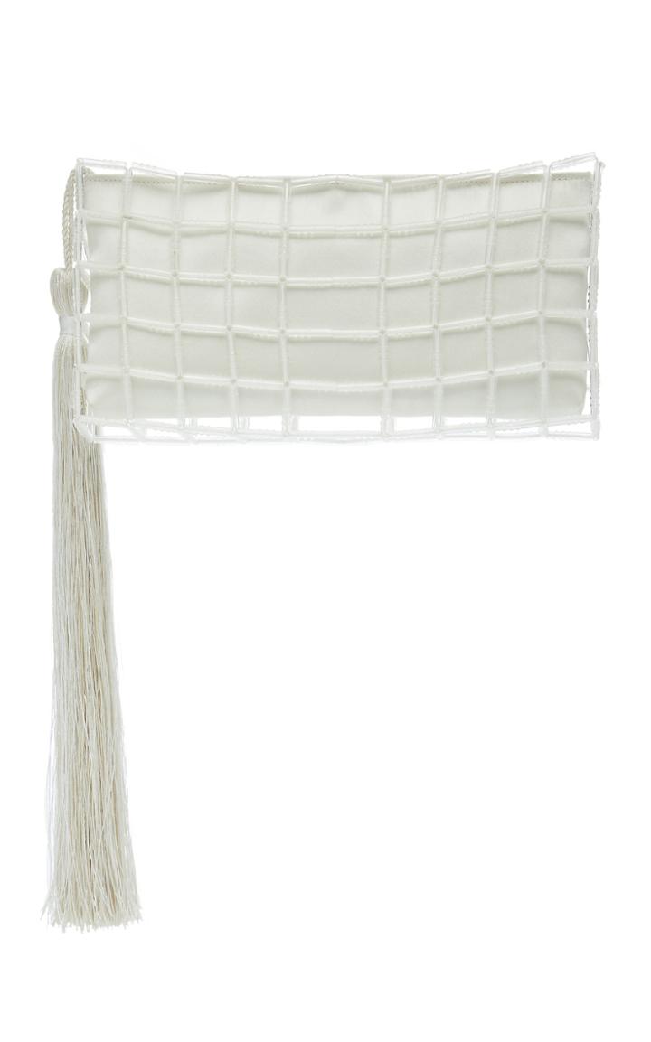 Carolina Santo Domingo Stella Satin Fringe Clutch