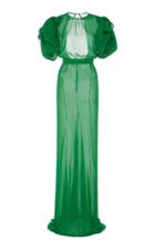 Moda Operandi Alessandra Rich Silk-georgette Puff Sleeve Gown Size: 36