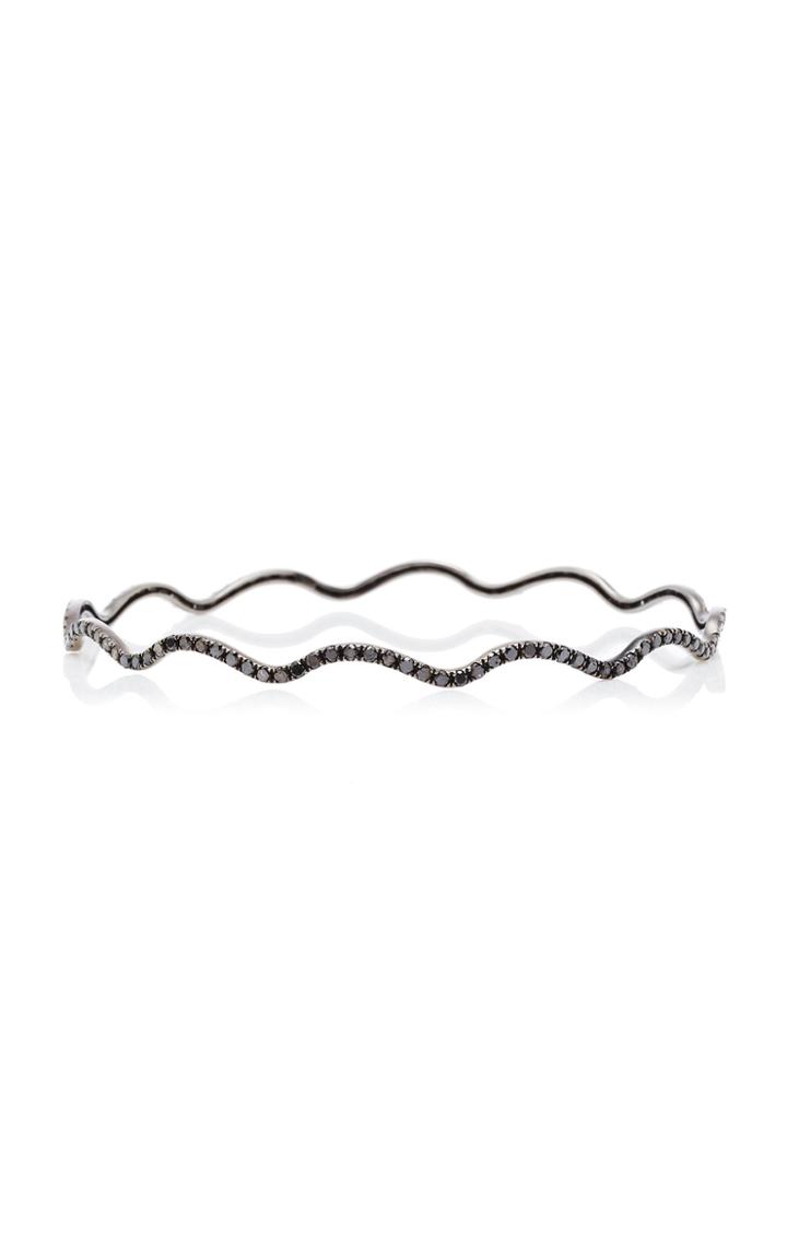 Ofira 18k Black Gold Black Diamond Swirl Bangle