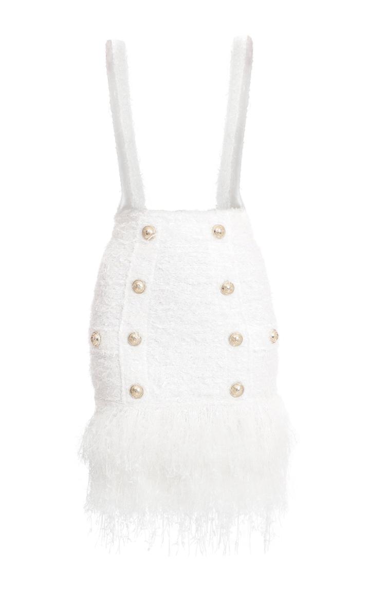 Balmain Feather-trim Double-breasted Skirt