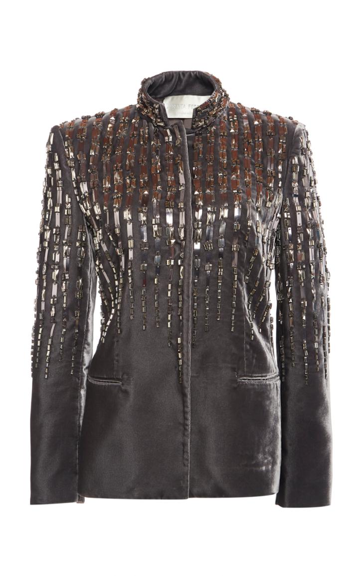 Moda Operandi Alberta Ferretti Embellished Velvet Jacket
