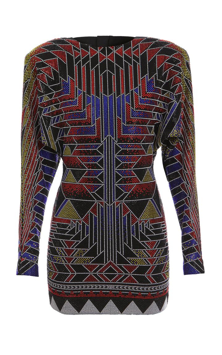 Balmain Sequined Long Sleeve Mini Dress