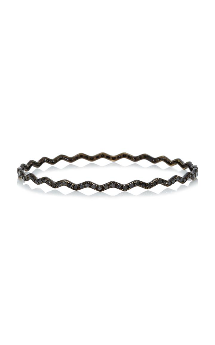 Ofira 18k Black Gold Black Diamond Wave Bangle
