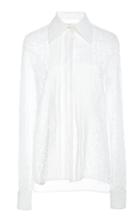 Carolina Herrera Long Sleeve Cotton Blend Tuxedo Shirt
