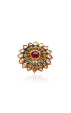 Amrapali 18k Gold Diamond Ruby And Turquoise Ring