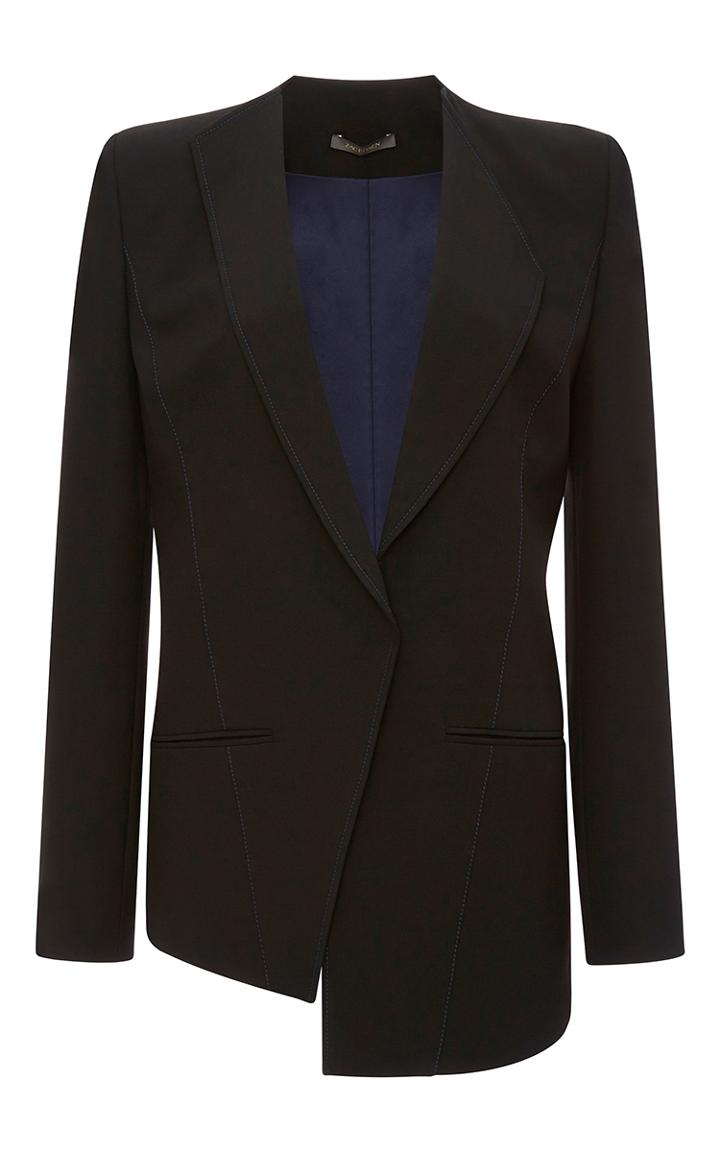 Zac Posen Tropical Wool Asymmetric Blazer