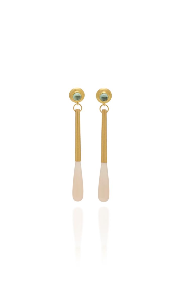 Moda Operandi Loren Nicole 22k Yellow Gold Moonstone Torpedo Earrings