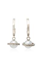 Alina Abegg Mirco Saturn White Gold Diamond And Pearl Hoops