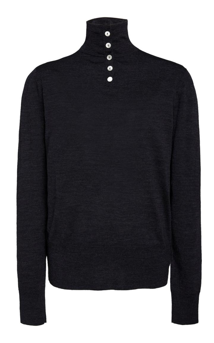 Bassike Button Neck Merino Wool Turtleneck