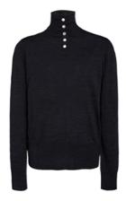 Bassike Button Neck Merino Wool Turtleneck