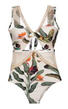 Patbo Embroidered Tropical Print One Piece