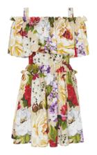 Dolce & Gabbana Off-the-shoulder Floral-print Cotton Mini Dress
