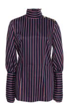 Stella Jean Puff Sleeve High Neck Cotton Blouse