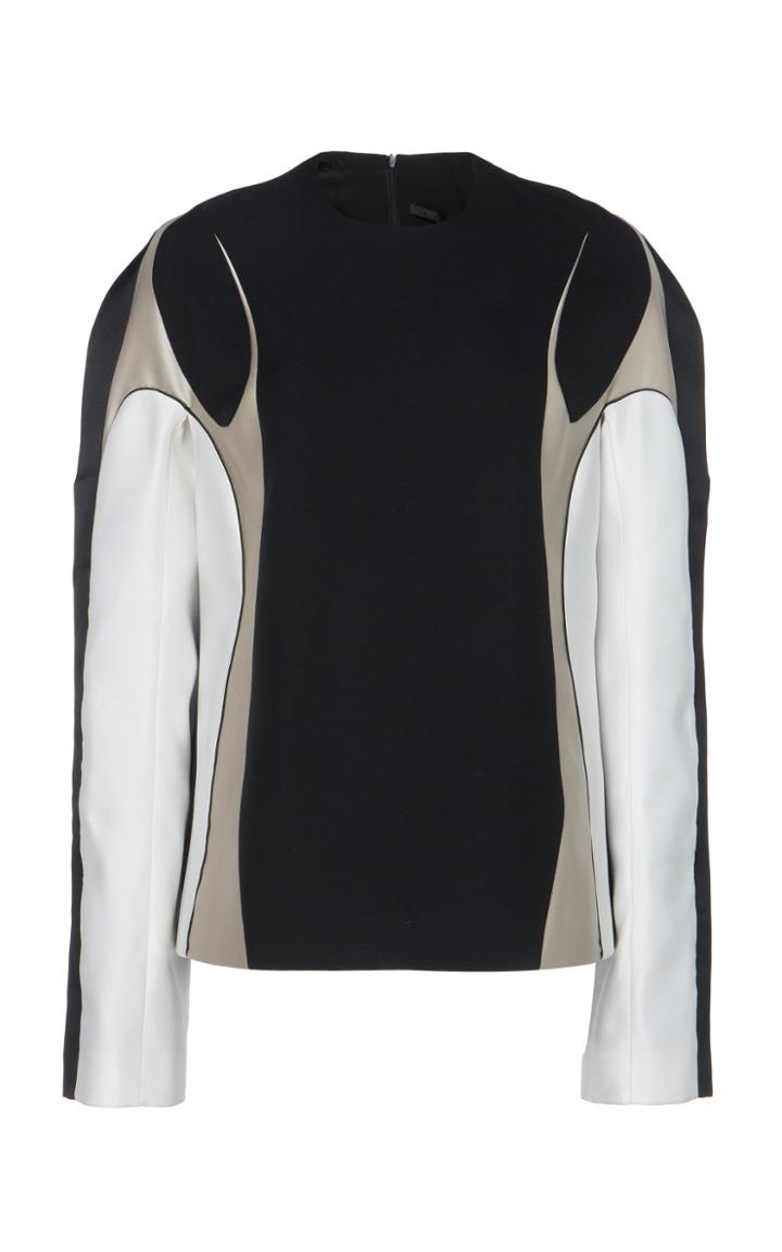 Haider Ackermann Two-toned Piped Wool Contrast Top