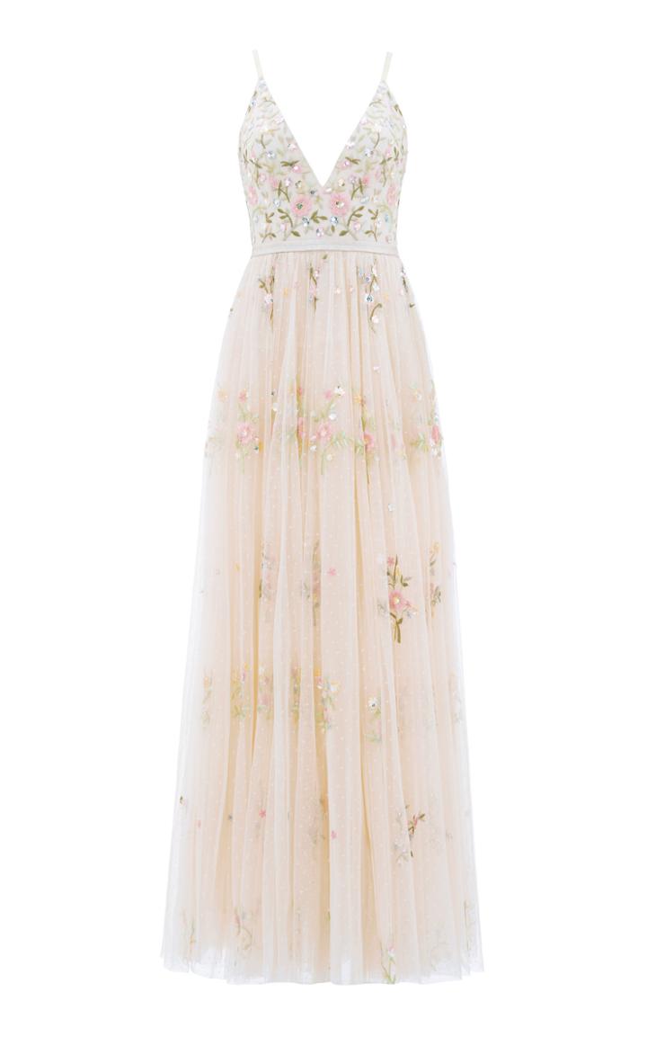 Moda Operandi Needle & Thread Petunia Floral-embroidered Tulle Gown Size: 4