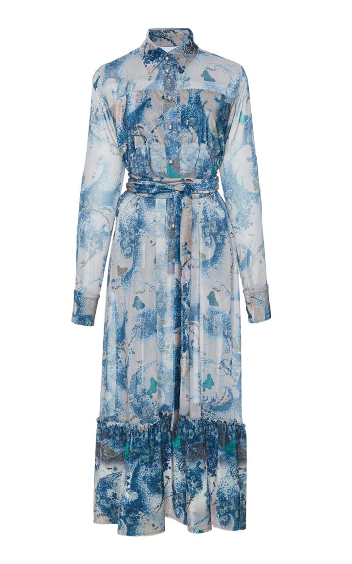 Luisa Beccaria Pearl Button Down Dress