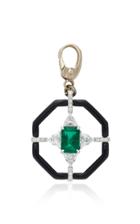 Nikos Koulis Oui Black Enamel Pendant With Gemfields Emerald And Diamonds And Chain