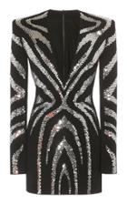 Moda Operandi David Koma Sequin-detailed Zebra-print Crepe Dress Size: 8