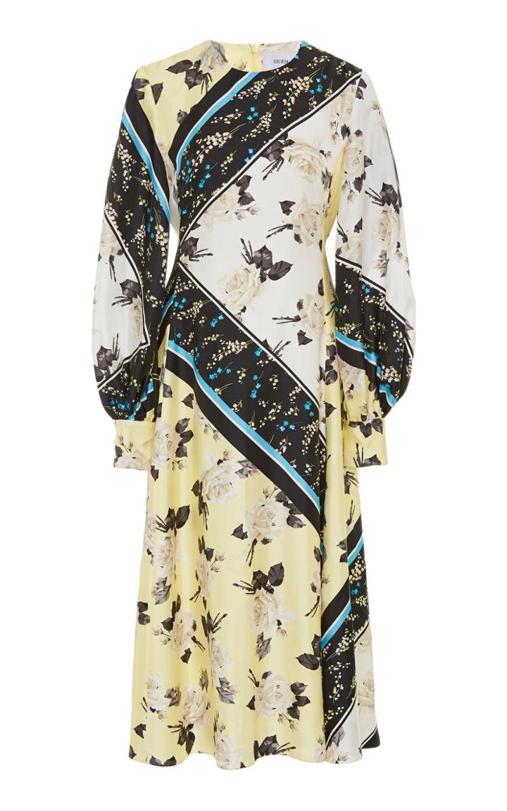 Erdem Annetta Printed Silk Crepe Midi Dress