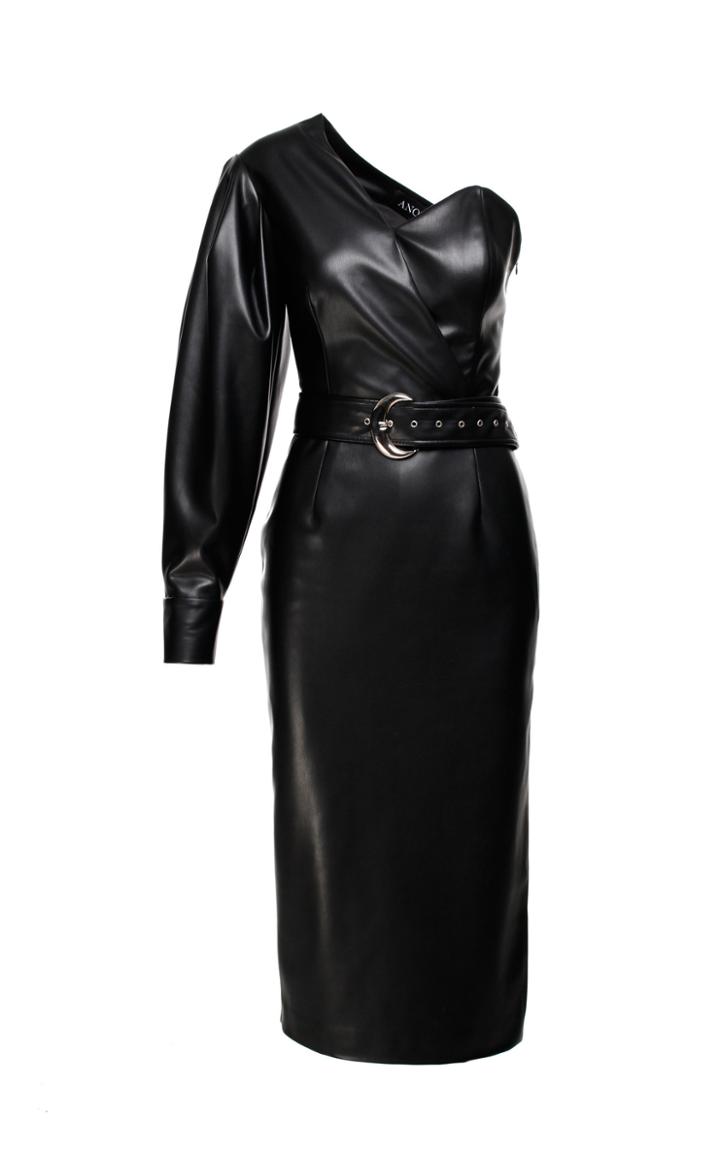 Anouki Faux Leather One-shoulder Dress