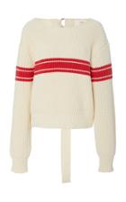 Bassike Keyhole Cotton Wool Striped Sweater