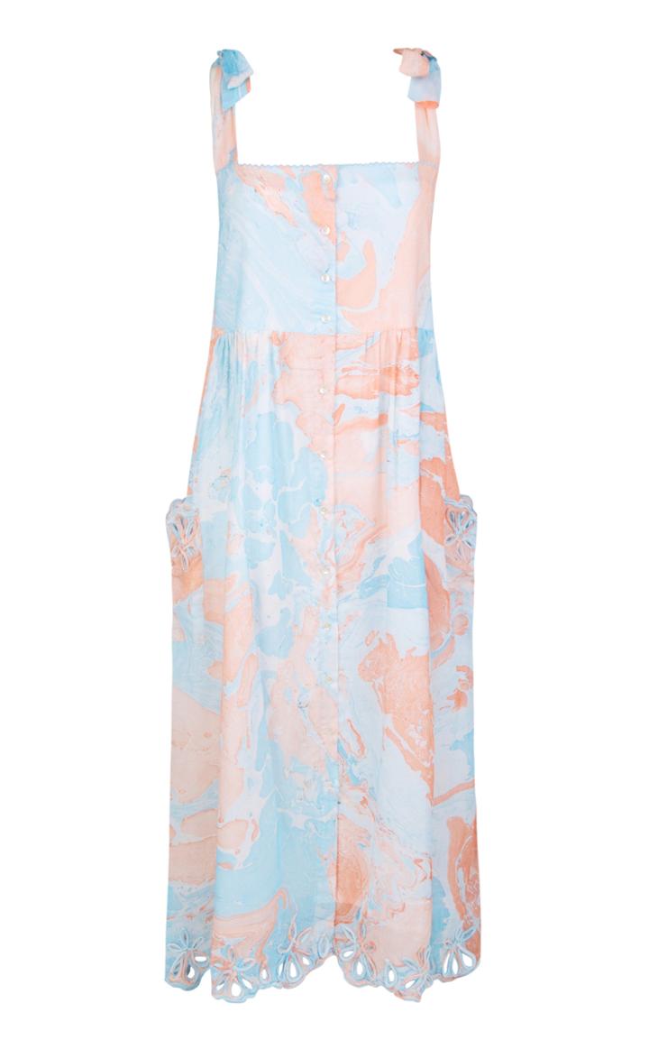 Moda Operandi Juliet Dunn Marble Print Tie Shoulder Dress