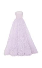 Monique Lhuillier Feather Strapless Ball Gown