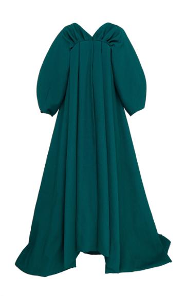 Emilia Wickstead Christabel Cloque Peasant Sleeve Gown