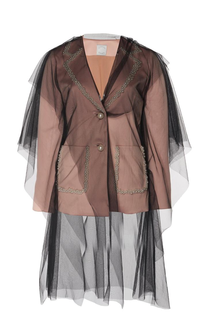 Huishan Zhang Milan Single Breasted Satin And Tulle Jacket