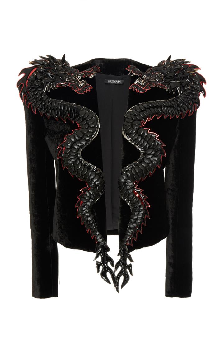 Balmain Textured Dragon Detail Velvet Jacket
