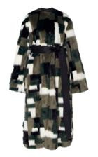 Cyclas Block Jacquard Fur Collarless Coat