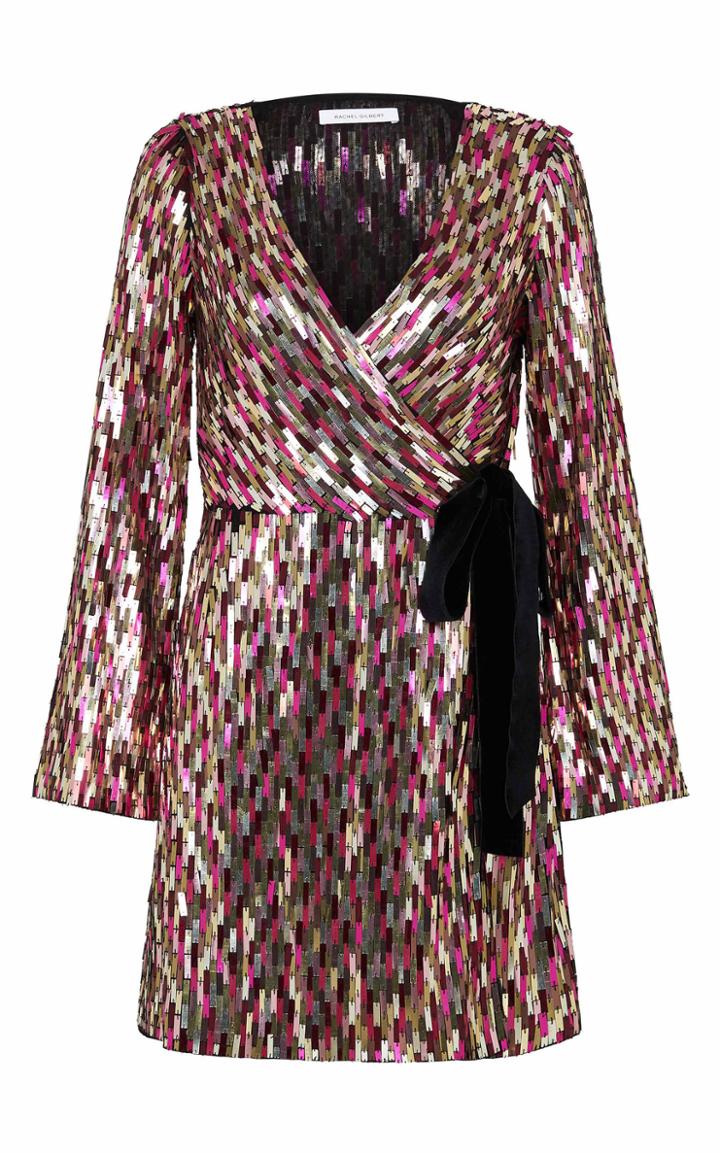 Rachel Gilbert Lilika Sequined Wrap Dress
